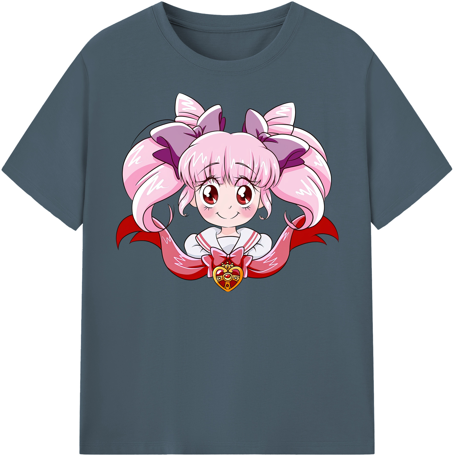 （画像用） 美少女戦士セーラームーン ちびうさ Sailor Moon Chibiusa Tsukino Usagi Small Lady Serenity 綿100％半袖Tシャツ（フロントプリント）